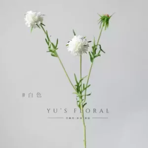 Artificial flower pine, cordyceps, chrysanthemum, purple-red single-branch artificial flowers, indoor home floral soft furnishings, photography props - White