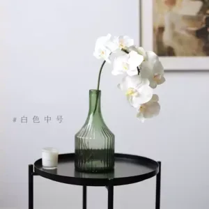 Simulation flower Phalaenopsis high simulation PVC feel fake flower decoration floral landscaping sample room soft decoration shadow props - White medium size without vase