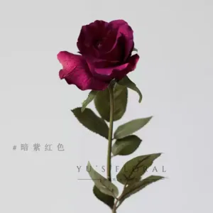 Simulated flower, single-headed small rose, cold beauty, small flowers, home vase flower arrangement, rose red, home decoration - dark purple red