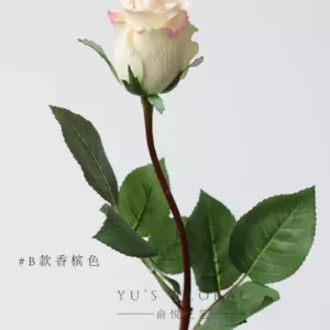 Artificial flower rose flower bone light orange velvet texture single artificial flower indoor home decoration foreign trade final order - Type B champagne color