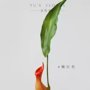 Simulated flower pitcher plant, high-end niche flower material, home decoration line, soft decoration, landscaping, single flower material, photography props - orange red