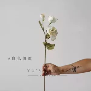 Artificial flower imitation dry lisianthus white blue home decoration single artificial flower ultra-realistic photography props - White side for display only, no photography required