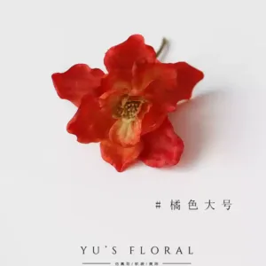 Simulated flower delphinium, molandi color single-headed small flower art, still life photography props, handmade hats, makeup photos, DIY - Orange large