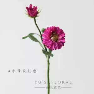 Artificial flower chrysanthemum single branch artificial flower light blue green indoor home decoration photography props foreign trade last order small quantity - Small rose red