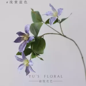 Simulated Flower Valley Clematis Light Purple Blue Home Decoration Floral Silk Flower Single Photography Prop Ornament Display - The branches can be bent at will