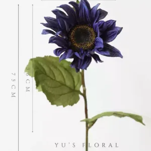 Simulated flower sunflower sunflower single branch fake flower oil painting style indoor home soft decoration photography props floral landscaping - Oil painting big sunflower-sapphire blue