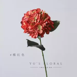 Artificial flower victory hydrangea magenta hotel single artificial flower landscaping photography props indoor flower placement - orange red