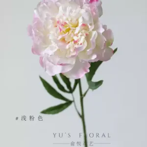 Simulated flower peony flower single branch artificial flower large flower indoor soft decoration landscaping display photography props foreign trade goods - light pink
