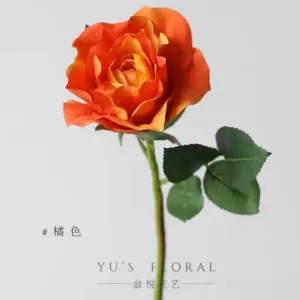 Simulated flower short branch rose red rose home flower arrangement photography props indoor display living room decoration floral soft furnishings - orange