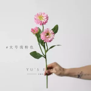 Artificial flower chrysanthemum single branch artificial flower light blue green indoor home decoration photography props foreign trade last order small quantity - Large light pink