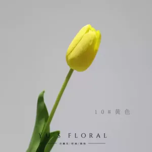 Artificial flowers tulips artificial flowers light luxury high-end single moisturizing hand-feel silk flower landscaping ornaments home soft decoration photography - 10#yellow