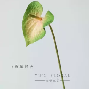 Simulated flower flamingo palm, fake flower anthurium, high-end single-branch fake flower, niche wedding decoration, photography props, home floral art - champagne green