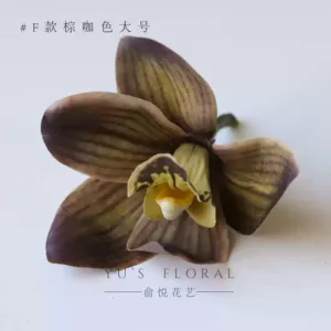 Simulated flower Cymbidium flower headdress, makeup and hair styling, handmade DIY accessories, French retro photography props - Type F-brown coffee large size