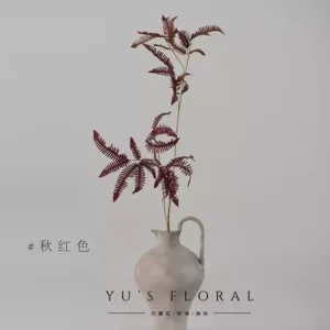 Artificial flower, Amaranthus longifolia, fern, leaf material, home decoration, space, display, artificial flower, photography, props - Autumn red single branch without bottle