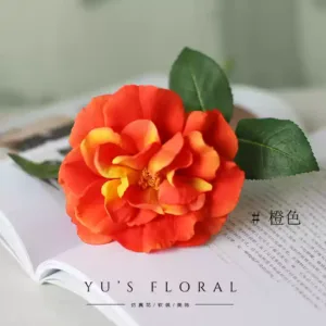 Artificial flowers, short roses, single artificial flowers, florists, flower arrangements, home decoration, custom flower arrangements, props - orange color