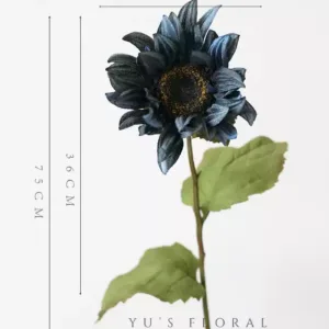 Simulated flower sunflower sunflower single branch fake flower oil painting style indoor home soft decoration photography props floral landscaping - Oil painting big sunflower-sprinkled blue