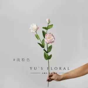 Artificial flower Platycodon feels moisturizing, light pink and white, home decoration floral art, single artificial flower, photography props and ornaments - light pink