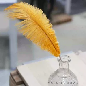 Feather flower arrangement decoration home decoration Merandy color low saturation ostrich feather dye wedding decoration high-end - Small orange
