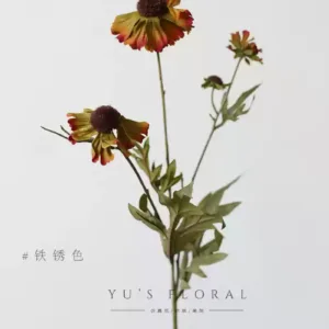 Simulated flower cat's eye chrysanthemum peacock blue earth tone flower material retro style floral landscaping home decoration photography props - rust color