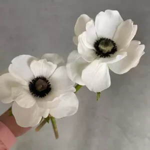 Simulated flower anemone white hand feeling moisturizing ultra-realistic floral single artificial flower indoor photography props high-end - Second batch of 2 pieces in stock, real shot with mobile phone