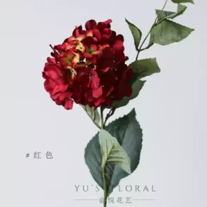 Simulated flower melody hydrangea home floral soft decoration photography props single fake flower rose red wedding decoration - red