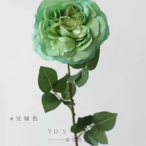Simulated flower rose plum blossom single branch fake indoor floral soft decoration silk flower photography props home decoration flower - Bean green
