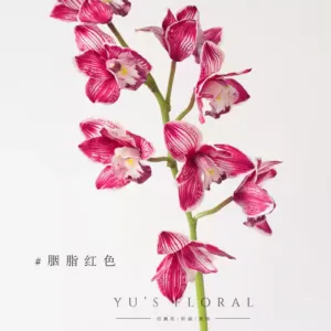Simulated flower cymbidium, New Year's Eve flower orchid, New Year's gift, festive home floral soft decoration display, floral landscaping - carmine red