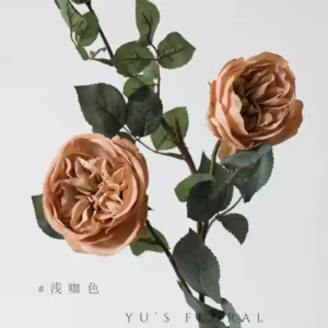 Artificial flower rose David Austin red artificial flower silk flower home display floral landscaping foreign trade flower materials - light brown