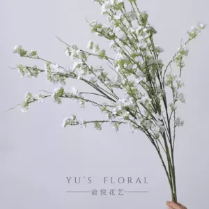 Simulated flower spray snowflake snow willow linear flower material white single artificial flower home decoration fake flower landscaping photography props - 4 pack