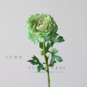 Artificial flower single-headed ranunculus peony home decoration floral photography props furnishings - Bean green