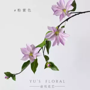 Simulated flower clematis feels moisturizing, home floral soft furnishings, floral landscaping photography props, high-end atmosphere - pink purple