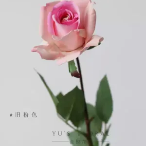 Artificial flowers, red roses, single artificial flowers, indoor home flower art, soft furnishings, foreign trade final order - old pink