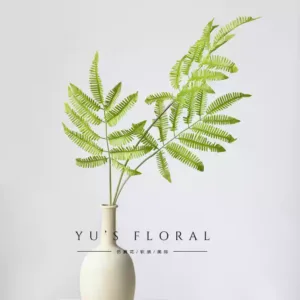 Simulated leaf Guanyin fern green fake plant indoor home decoration single fake flower photography props Chinese wedding - 3 branches without vase