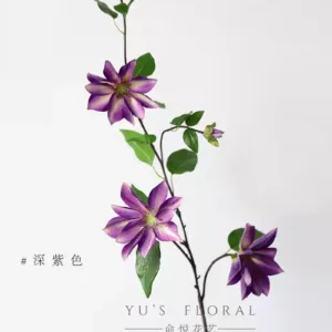 Simulated flower clematis feels moisturizing, home floral soft furnishings, floral landscaping photography props, high-end atmosphere - deep purple