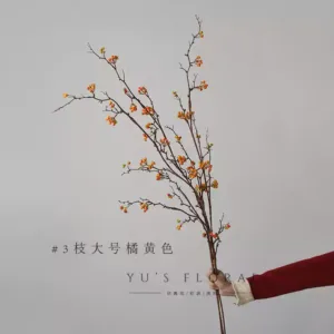 Simulated fruit southern snake vine wild fruit lonely wind single branch fake flower indoor home floral photography props soft decoration display - 3 large orange branches