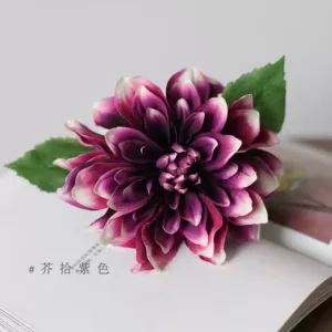 Simulated flowers, short-branched yellow-crowned dahlias, home decoration, flower arrangements by florists, bride's bouquets, photography props - mustard purple