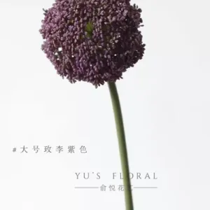 Simulated flowers, green onion flowers, purple champagne pink spherical flowers, floral landscaping, soft furnishings, photography props, flowers placed between boards - Large rose plum purple