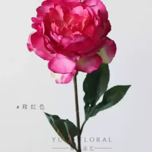 Artificial flower colorful peony yellow festive large flower single branch artificial flower indoor home decoration photography prop large branch - rose red