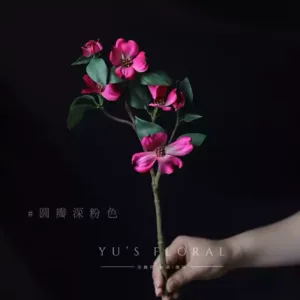 Simulated flower four-photo flower wolfberry wood deep pink sprigs flower art landscaping soft furnishings photography props - Round petals deep pink
