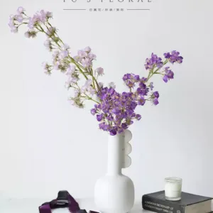Simulated flower Da Nan candle flower white light purple flowers floral landscaping home decoration beautiful display soft decoration photography props - A vase + 2 flowers