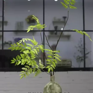 Simulated leaves, five-branched phoenix fern, single-branched artificial flowers, home interior furnishings, soft furnishings, photography props, high-end - 2 pcs in the bottle 2 pcs without bottle