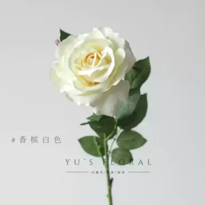 Simulated flower purple beauty rose purple single branch fake flower home flower arrangement flower photography prop wedding cloth - champagne white