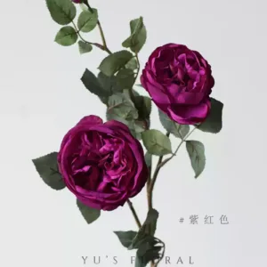 Artificial flower rose David Austin red artificial flower silk flower home display floral landscaping foreign trade flower materials - Purple red