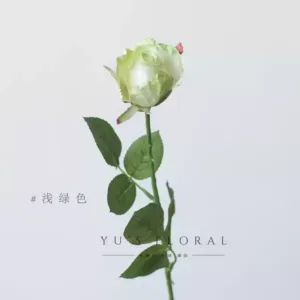Simulated flower red sleeve rose buds pink rose home single artificial flower interior decoration flower wedding display - light green