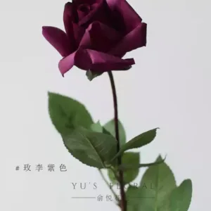 Artificial flowers, red roses, single artificial flowers, indoor home flower art, soft furnishings, foreign trade final order - Rose plum purple