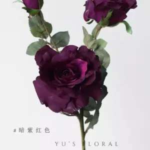 Simulated flowers, large flowers, rich retro colors, cappuccino roses, flower arrangements by florists, photography props - dark purple red