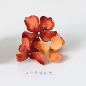 Simulated flower hydrangea orange red handmade DIY flower headdress hairpin corsage wrist flower handmade hat decoration material - Medium orange red