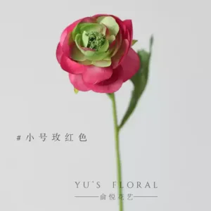 Artificial flower Lulianyang peony sprig flower single artificial flower indoor home decoration dark wine red hotel layout - Small rose red