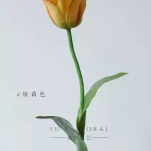 Simulated flowers, colorful tulips, big branch flowers, single fake flowers, indoor floral landscaping, home soft decoration photography props - Delicate yellow