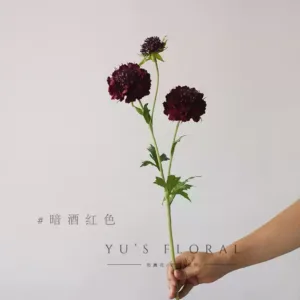 Artificial flower pine cordyceps black knight single artificial flower niche flower indoor home silk flower photography props soft furnishings - dark burgundy